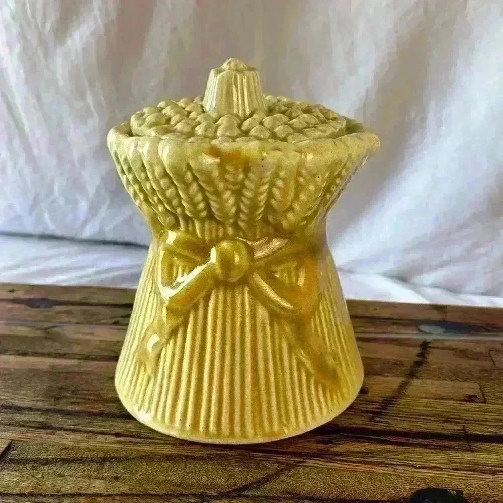 WHEAT STACK BUNDLE CERAMIC CANISTER TEA JAR COFFEE SUGAR (NO SEAL)